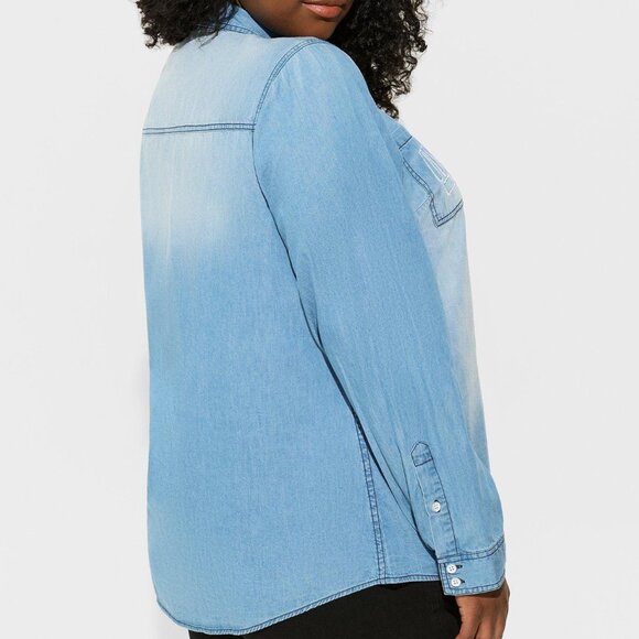 ❤️NWT VINTAGE TORRIID DISNEY PIXAR MONSTERS INC BUTTON TOP - CHAMBRAY PLUS SIZE - Picture 3 of 16